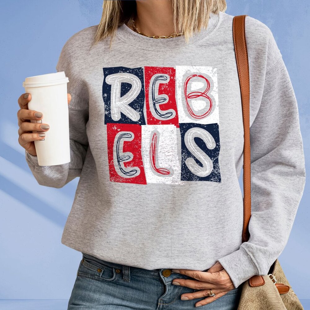 Ole Miss Rebels Blocky Univ of Mississippi crewneck sweatshirt ASH